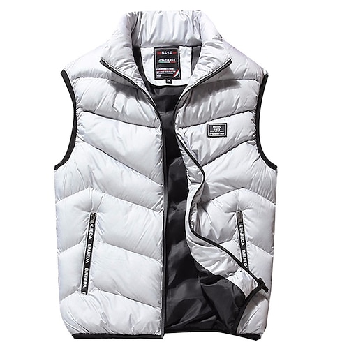 

Herre Puffer Vest Gilet Quiltet vest Cardigan Hold Varm Åndbart udendørs Gade Daglig Helfarve Overtøj Tøj Gade Sporty Sort Gul Rød