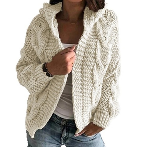 

Dame Genser Cardigan Genser Jumper Kabel Tykk Strikke Strikket Helfarge Åpen Forside Grunnleggende Stilfull utendørs Hjem Drop Shoulder Vinter Høst Grønn Svart M L XL