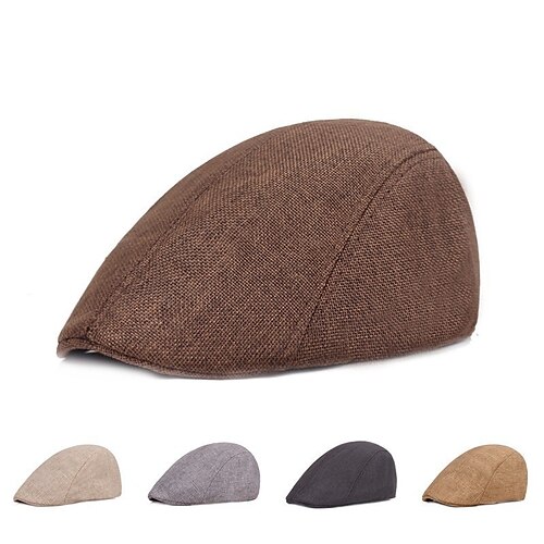 

Men's Flat Cap Black White Cotton Pure Color Daily Stylish 1920s Fashion Street Dailywear Color Block Portable