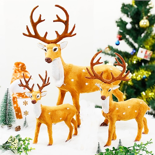 

2 Pieces Plush Reindeer Christmas Deer Doll Xmas Elk Simulation Christmas Decorations for Home Merry Christmas Gift New Year Ornament