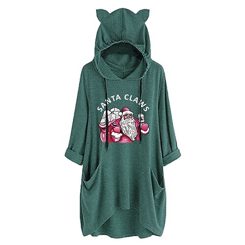 

Inspired by Christmas Santa Claus Hoodie Cartoon Manga Anime Cat Ear Harajuku Graphic Hoodie For Men's Women's Unisex Adults' Hot Stamping Polyster