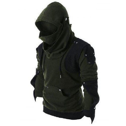 sudadera con capucha y cordón de manga larga con remaches - verde militar -  l 2022 - US $57.23