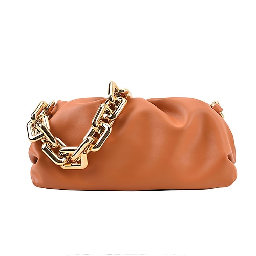 

Women's Leather Bag Handbags Chain Bag Top Handle Bag PU Leather Zipper Chain Plain Solid Color Vintage Daily Outdoor Blue White Black Orange