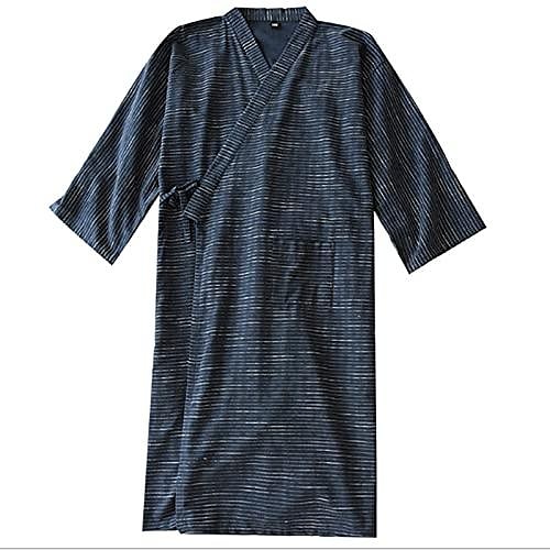 

Men's Pajamas Sleepwear Bath Robe Pure Color Kimono Robes Home Bed Spa Cotton Blend Breathable Long Sleeve Fall Spring White jacquard robe Navy jacquard robe