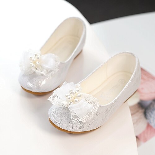 

Girls' Flats Flower Girl Shoes Princess Shoes Lace Mesh Little Kids(4-7ys) Wedding Festival Pink White Fall Spring