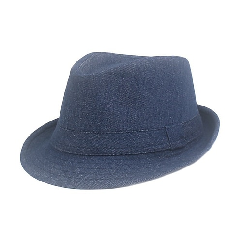 

Homme Chapeau Fedora Chapeau à bord Noir bleu marine Coton Couleur unie du quotidien mode Plein Air Quotidien Bloc de couleur Portable