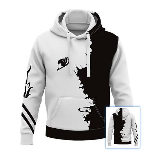 

Men's Pullover Hoodie Sweatshirt Color Block Graphic Prints Print Hooded Casual Daily Sports 3D Print Sportswear Casual Hoodies Sweatshirts Long Sleeve Black And White