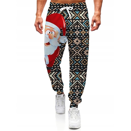 

Men's Christmas Pants Sweatpants Joggers Pants Trousers Trousers Drawstring Elastic Waist Graphic Santa Claus Outdoor Sports Full Length Christmas Casual Daily Designer Casual / Sporty Brown