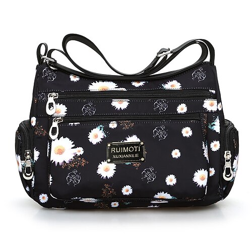 

Women's 2022 Messenger Bag Crossbody Bag Nylon Zipper Floral Print Daily Going out Black Grey Green Blue White