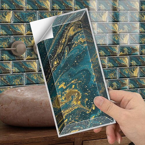 

American Blue Marble Pattern Tile Sticker Self-adhesive Kitchen Wall Sticker Imitation 3d Tile Wall Sticker