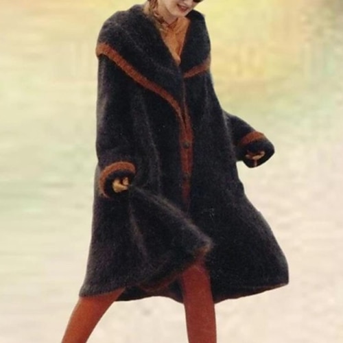

Women's Coat Teddy Coat Sherpa jacket Fleece Jacket Street Daily Going out Fall Winter Long Coat Regular Fit Warm Breathable Streetwear Elegant Jacket Long Sleeve Solid Color Fur Trim Black