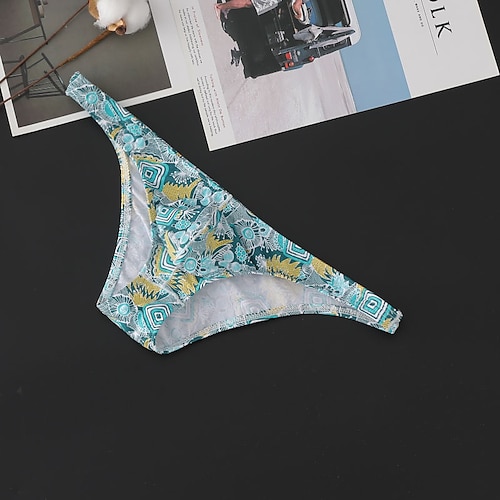 

Men's Basic Panties Briefs 1 PC Underwear Simple Sexy Comfort Basic Print Flower Cotton Low Waist Sexy Light Blue Green Royal Blue M L XL
