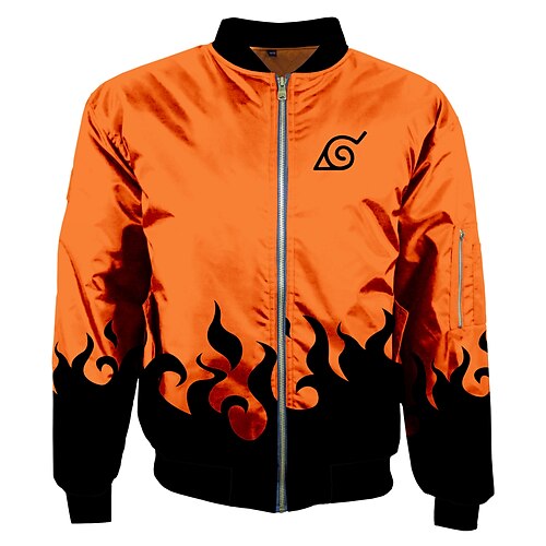 

Naruto Akatsuki Bomberjacke Oberbekleidung Anime Harajuku Grafik Kawaii Mantel Für Herren Damen Erwachsene 3D-Druck Nylon