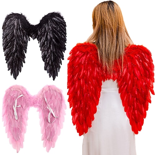 

Christmas Ornaments Black White Angel Feather Wings Holiday Party Costume Cosplay Props Scene Layout Catwalk Demon Devil Wing Show Fairy Wings Cosplay Accessories