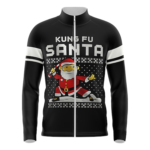 

Men's Cycling Jersey Long Sleeve Bike Top with 3 Rear Pockets Ugly Christmas Funny Christmas Mountain Bike MTB Road Bike Cycling Breathable Quick Dry Moisture Wicking Reflective Strips Black