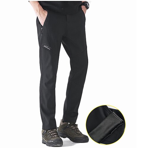 

Men's Fleece Lined Pants Softshell Pants Winter Outdoor Waterproof Breathable Soft Comfortable Bottoms Elastic Waist Dark Grey Black Elastane Hunting Fishing Climbing L XL XXL XXXL 4XL