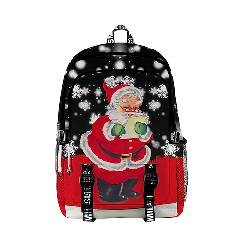 

Unisex Oxford Cloth 300D School Bag Commuter Backpack Large Capacity Zipper School Daily Christmas Red black Black