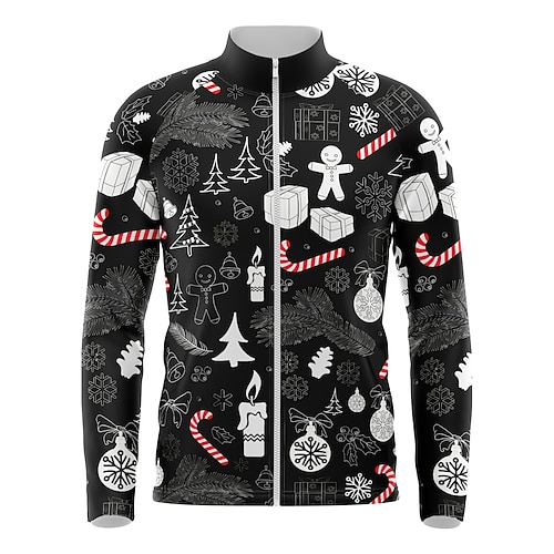 

Men's Cycling Jersey Long Sleeve Bike Top with 3 Rear Pockets Ugly Christmas Funny Christmas Mountain Bike MTB Road Bike Cycling Breathable Quick Dry Moisture Wicking Reflective Strips Black