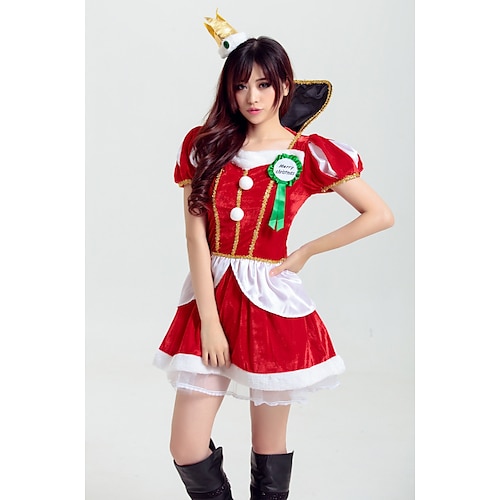 

Santa Suit Santa Claus Mrs.Claus Cosplay Costume Outfits Christmas Dress Vacation Dress Women's Special Cosplay Costume Christmas Christmas Carnival Masquerade Adults' Christmas Velvet Dress