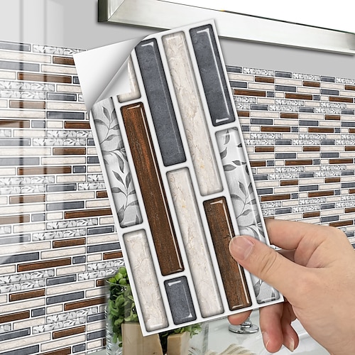 

American Ceramic Tile Stickers Ethnic Small Ceramic Tile Mosaic Self-adhesive Kitchen Wall Stickers Imitation 3d Tile Stickers