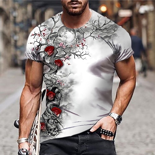 

Homme Unisexe T shirt Tee Floral Imprimés Photos Col Ras du Cou Blanche 3D effet du quotidien Vacances Manches Courtes Imprimer Vêtement Tenue Design Casual Grand et grand / Eté / Eté