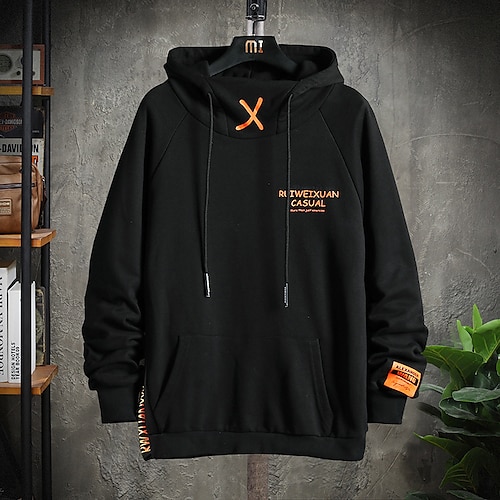 

Men's Hoodie Green Black Hooded Letter Lace up Casual Cool Sportswear Casual Winter Fall & Winter Clothing Apparel Hoodies Sweatshirts Long Sleeve