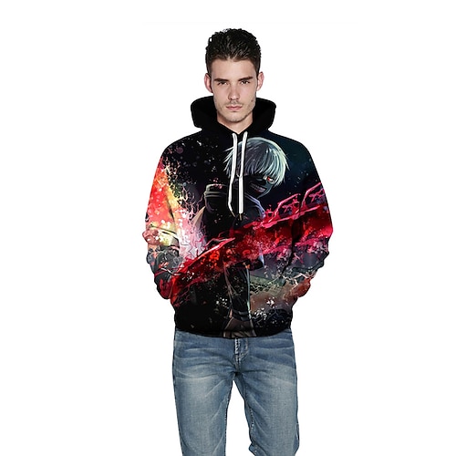 

Herren Hoodie Sweatshirt Kapuze Grau Schwarz Mit Kapuze Bedruckt Casual Täglich Festtage 3D-Druck Sportbekleidung Casual Groß und hoch Herbst Winter Bekleidung Kapuzenpullover Sweatshirts Langarm