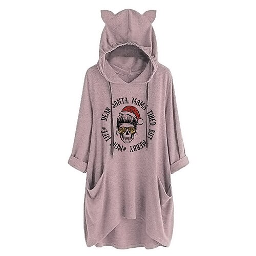 

Noël père Noël Sweat à capuche Anime Dessin Animé Animé Oreille de chat Harajuku Art graphique Sweat à capuche Pour Homme Femme Unisexe Adulte Estampage à chaud Polyester