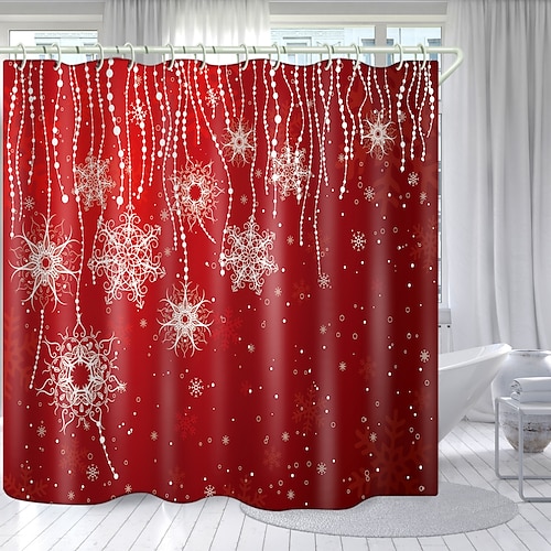 

Christmas Pattern Series Digital Printing Shower Curtain Shower Curtains Hooks Modern Polyester New Design