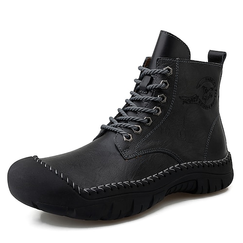 

Homens Botas Sapatos Confortáveis Diário Pele Botas / Botins Castanho Escuro Preto Inverno Outono