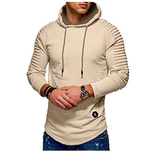 

Men's Hoodie Light Green Army Green Khaki Dark Gray Black Hooded Solid Color Cool Casual Winter Clothing Apparel Hoodies Sweatshirts Long Sleeve