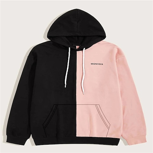 

Men's Hoodie Pullover Hoodie Sweatshirt Pink Hooded Color Block Patchwork Holiday Going out 3D Print Streetwear Party Clothing Apparel Hoodies Sweatshirts Long Sleeve