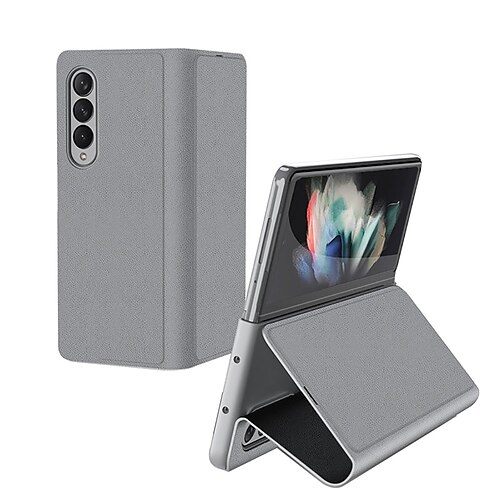 

Phone Case For Samsung Galaxy Full Body Case Z Fold3 Shockproof Dustproof Flip Solid Colored PU Leather