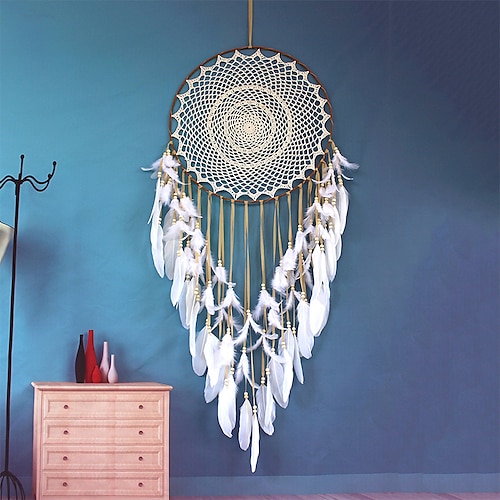 

Dream Catcher Handmade Gift Feather Hook Flower Wind Chime Ornament Wall Hanging Decor Art Boho Style 40120cm
