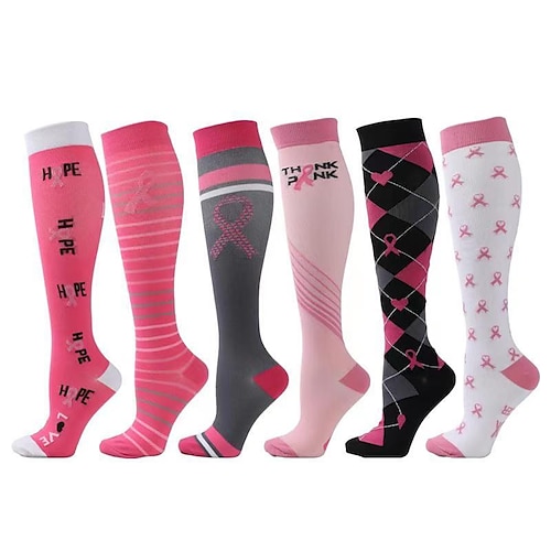 

Compression Socks Crew Socks Cycling Socks Bike Socks Sports Socks Men's Women's Bike / Cycling Breathable Soft Comfortable 1 Pair Stripes Letter & Number Nylon Black Rosy Pink Red S L / Stretchy