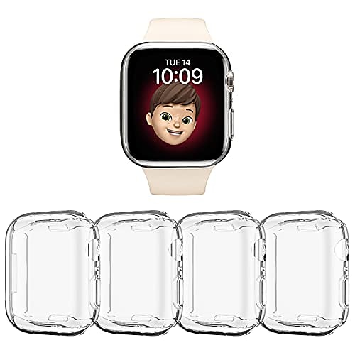 

4 pack overall protective case tpu hd clear ultra-thin cover screen protector compatible with apple watch series 7 41mm,iwatch accessories for women and men, transparent