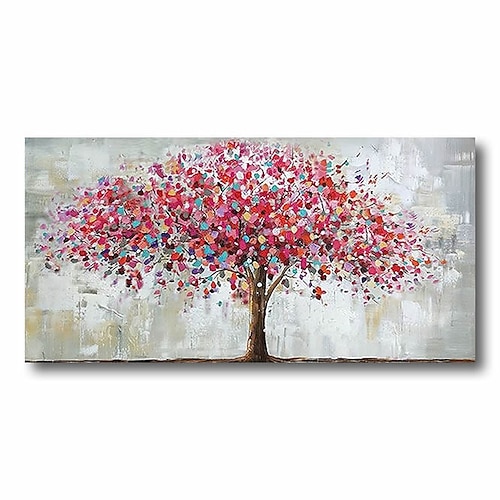 

Oil Painting Handmade Hand Painted Wall Art Modern Flowers Blossom Pink Trees Home Decoration Decor Stretched Frame Ready to Hang