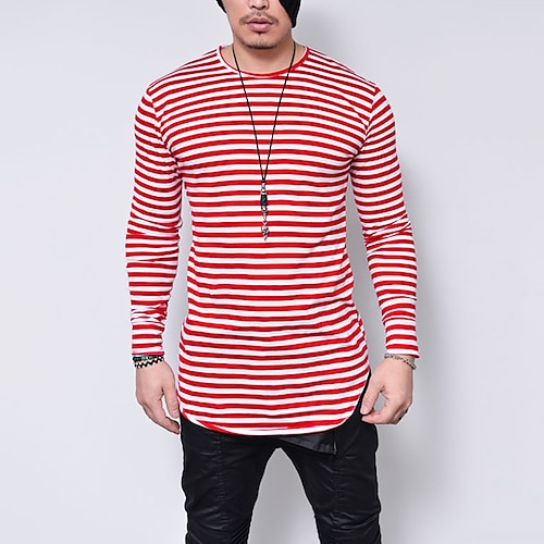 

Men's T shirt Tee Long Sleeve Shirt Striped Crew Neck Casual Holiday Long Sleeve Clothing Apparel Fashion Lightweight Muscle Slim Fit