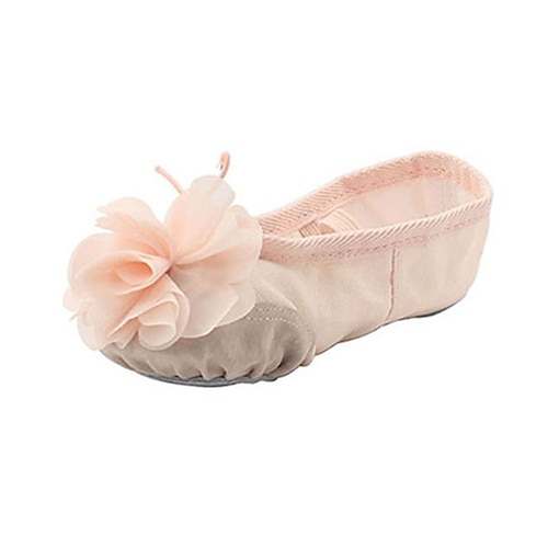 

Women's Ballet Shoes Training Performance Practice Professional Practice Flower Flat Heel Round Toe Elastic Band Slip-on Adults' White Black Rosy Pink