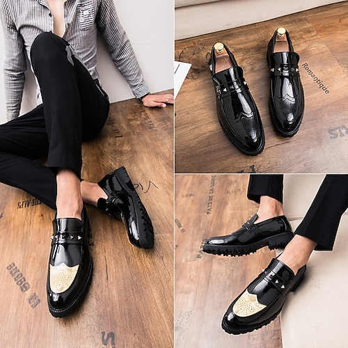 

Men's Loafers & Slip-Ons Penny Loafers Business Casual Classic Daily Party & Evening Synthetics Black Gold Color Block Winter Fall