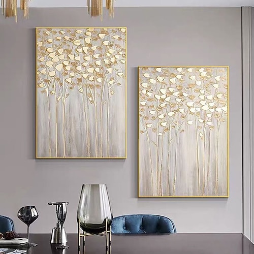 

Oil Painting Handmade Hand Painted Wall Art Modern Knife Flower Tree Abstract Christmas Gift Home Decoration Decor Stretched Frame Ready to Hang 2 panels