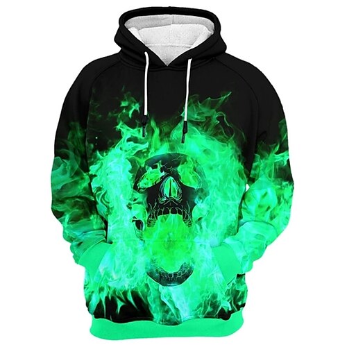 

Men's Hoodie Pullover Hoodie Sweatshirt Green Hooded Skull Graphic Prints Skeleton Print Casual Daily Sports 3D Print Sportswear Casual Big and Tall Spring & Fall Clothing Apparel Hoodies