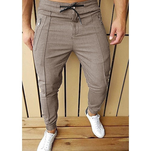 

Men's Chinos Trousers Pants Trousers Jogger Pants Chino Pants Pocket Classic Solid Color Comfort Outdoor Full Length Formal Business Daily Streetwear Stylish Black Khaki