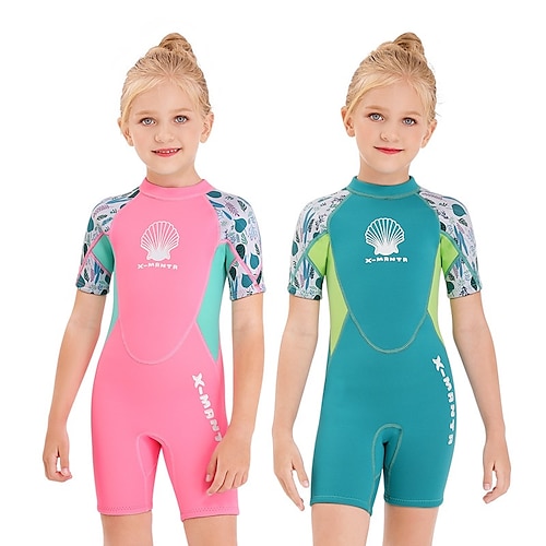 

Dive&Sail Boys Girls' Shorty Wetsuit 2.5mm SCR Neoprene Diving Suit Thermal Warm UV Sun Protection Anatomic Design High Elasticity Short Sleeve Back Zip - Swimming Diving Surfing Scuba Patchwork