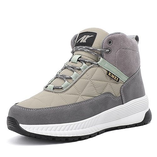 

Women's Boots Snow Boots Plus Size Booties Ankle Boots Flat Heel Round Toe Sporty Casual Classic Outdoor Walking Shoes PU Leather Lace-up Fall Winter Color Block Black Gray Dark Green
