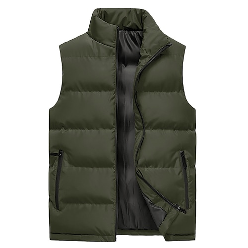 

Men's Puffer Vest Windproof Warm Hiking Outerwear Clothing Apparel Green Black Dark Blue