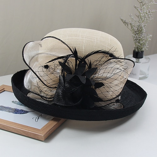 

Women's Party Hat Party Wedding Daily Flower Color Block Beige White Hat Yellow Gray Spring Summer