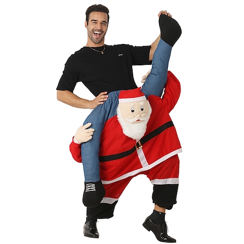 

Santa Suit Santa Claus Christmas Dress Piggyback Men's Women's Costume Party Cosplay Costume Christmas Christmas Carnival Masquerade Teen Adults' Party Christmas Vacation Cotton Onesie