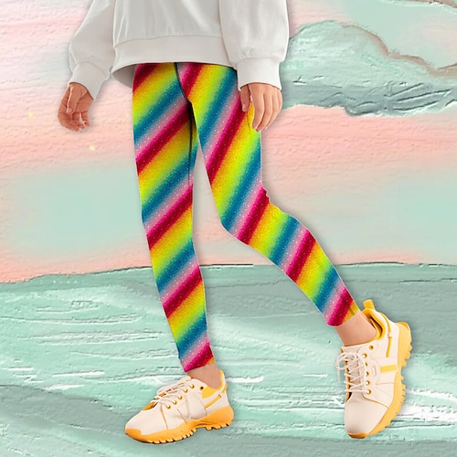 

Kids Girls' Leggings Graphic Active 4-12 Years Fall Rainbow