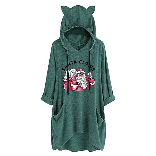 

Inspired by Christmas Santa Claus Hoodie Cartoon Manga Anime Cat Ear Harajuku Graphic Hoodie For Men's Women's Unisex Adults' Hot Stamping Polyster